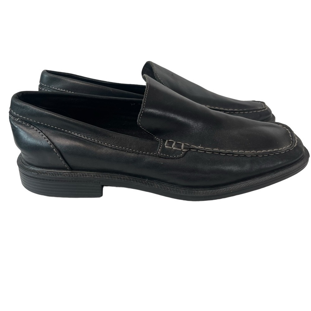 Rockport Mens Black Kinetic Air Circulator Loafers Size 9.5 Slide On Leather